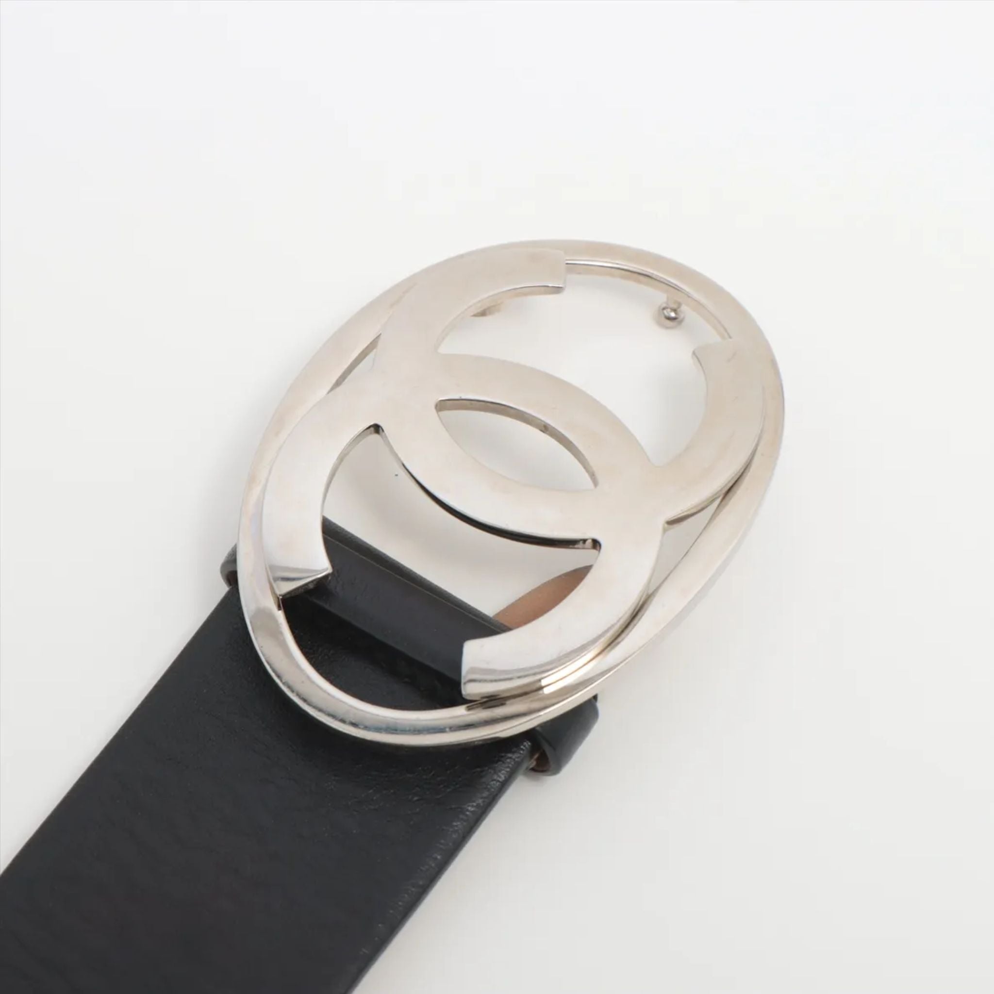Chanel Interlocking "CC" Logo Belt - Black Calf Leather