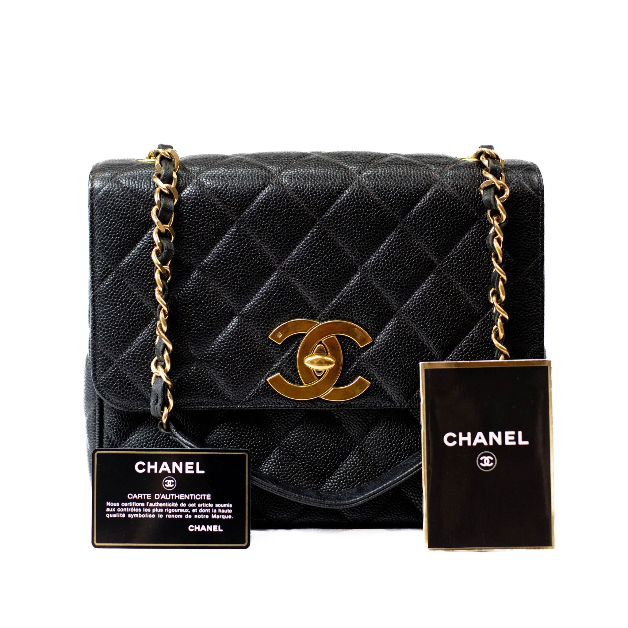 Chanel Square Quilted Caviar CC Flap Handbag - SOLD