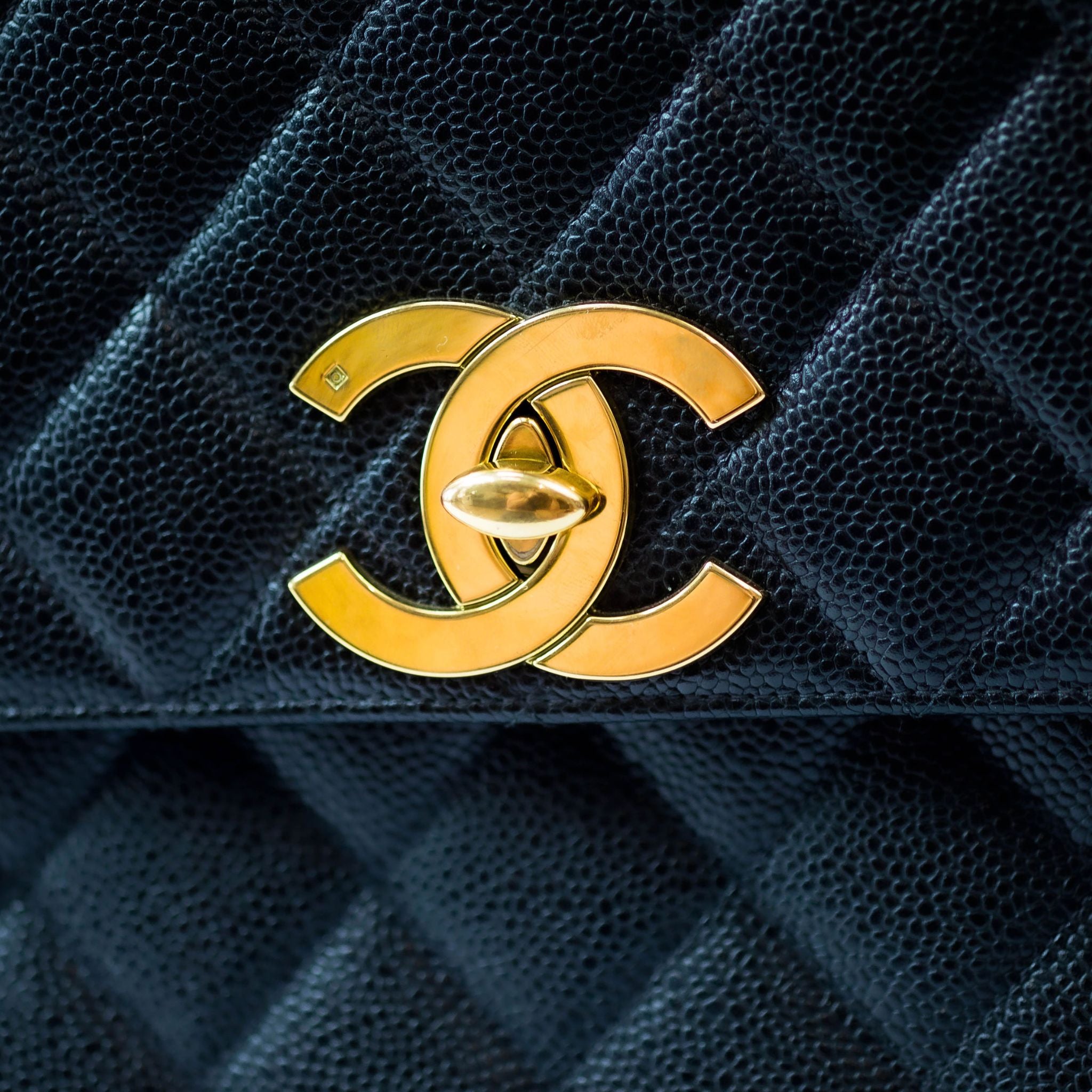 Chanel Square Quilted Caviar CC Flap Handbag - SOLD
