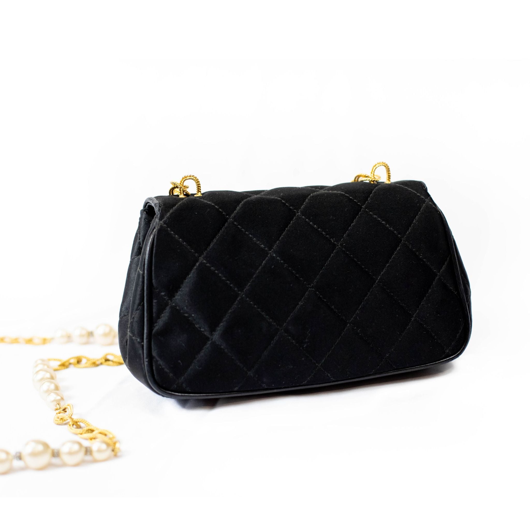 Chanel Diamond Quilted Satin Mini Flap Shoulder Bag - SOLD