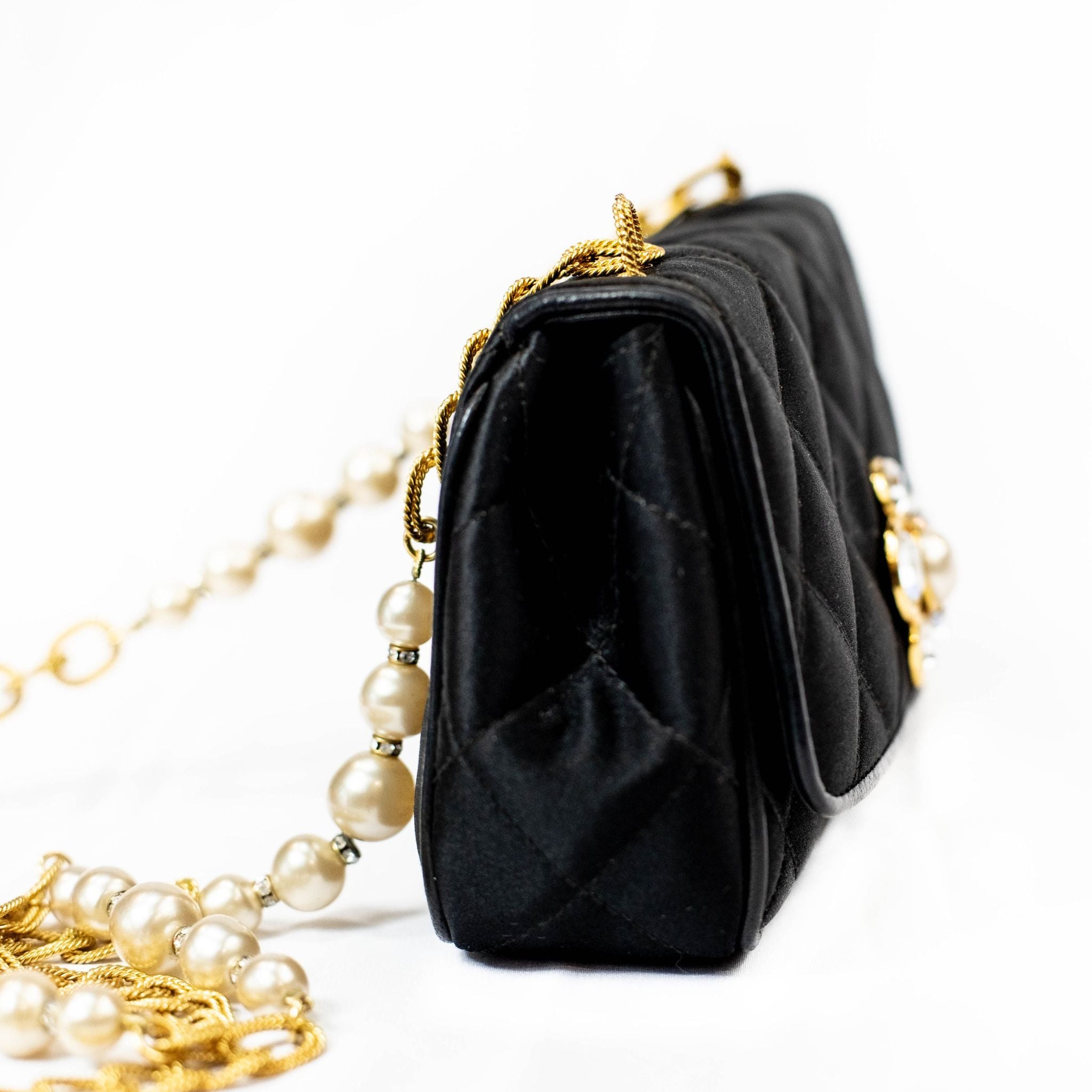 Chanel Diamond Quilted Satin Mini Flap Shoulder Bag - SOLD