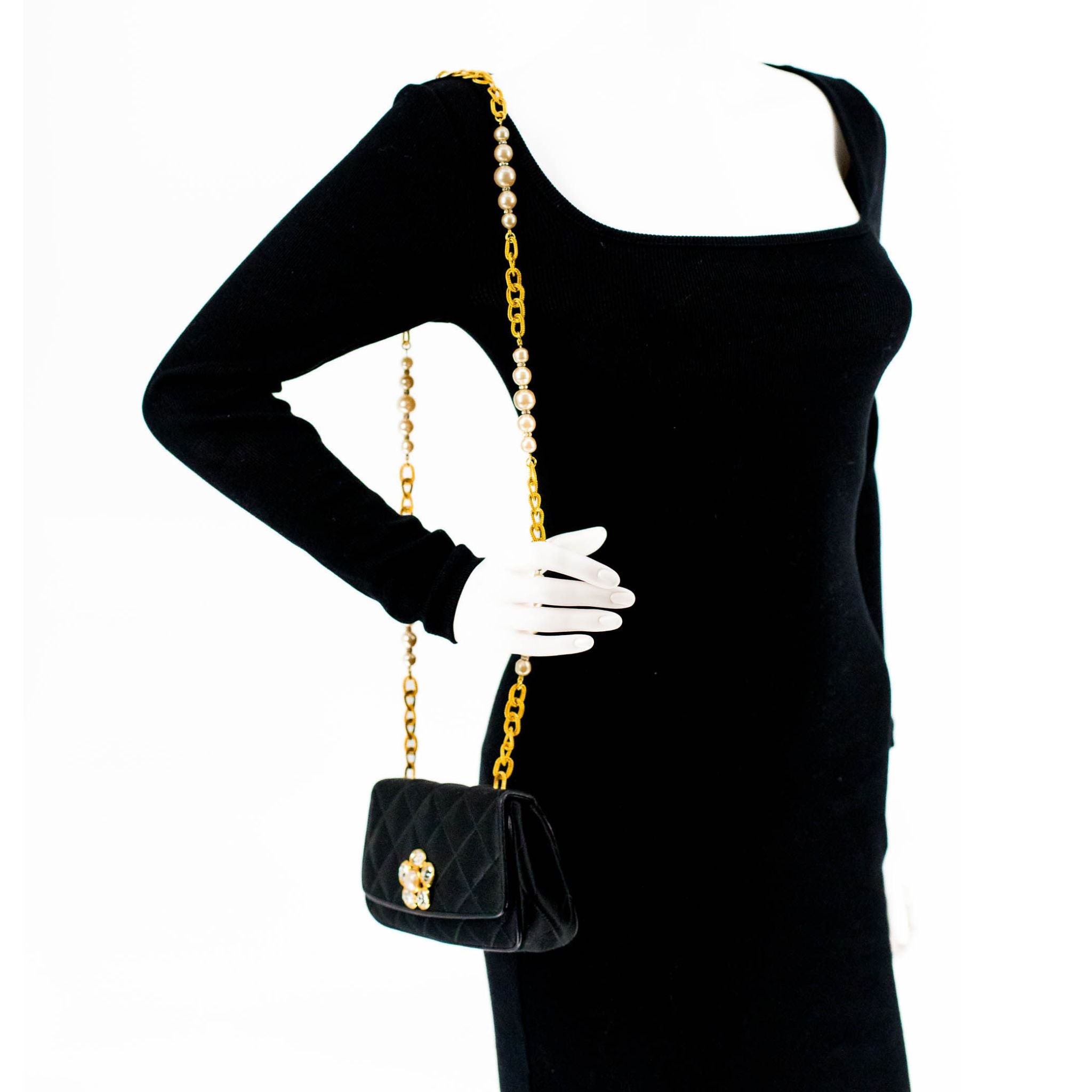 Chanel Diamond Quilted Satin Mini Flap Shoulder Bag - SOLD