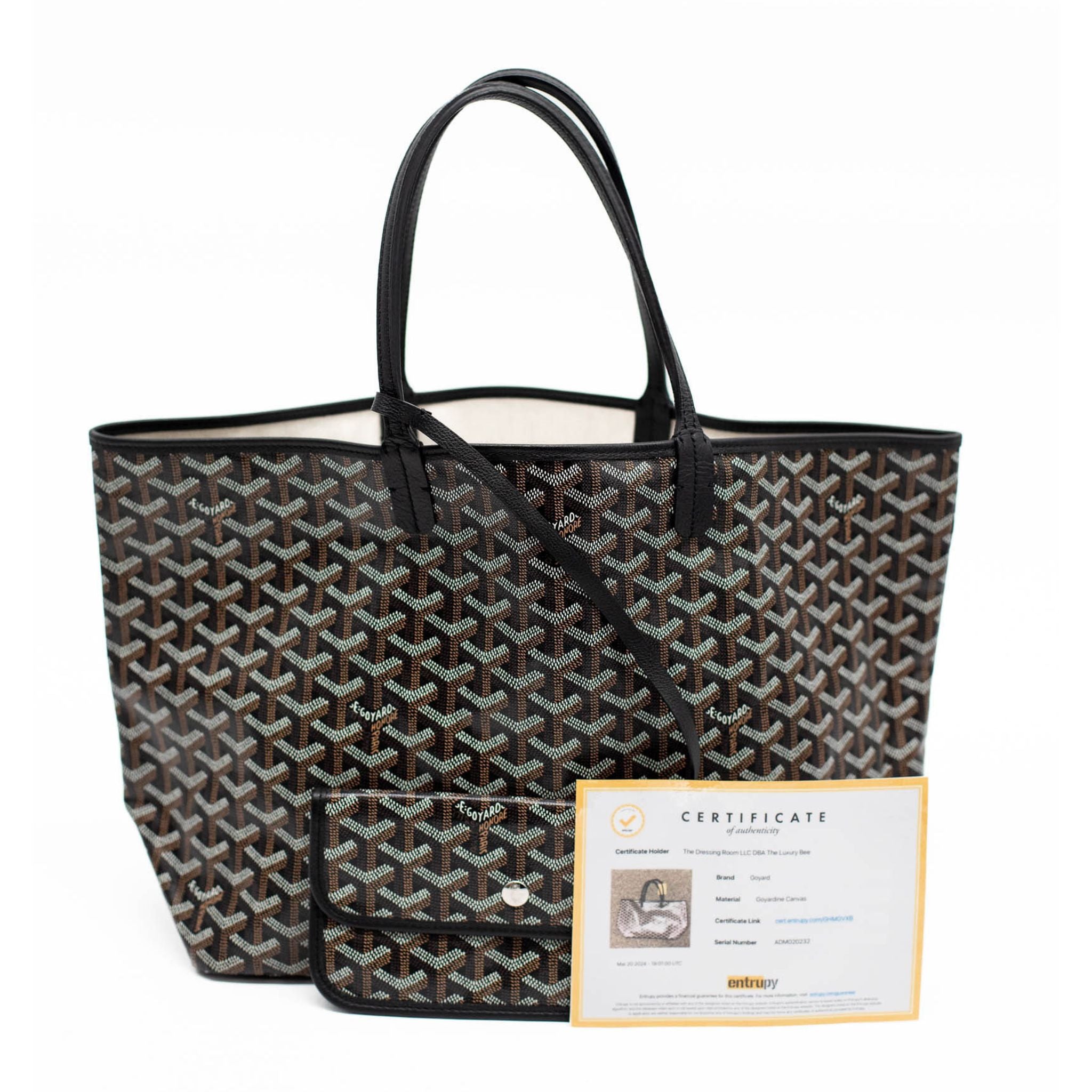 Goyard St. Louis PM Tote Handbag w/ pouch - Black - SOLD