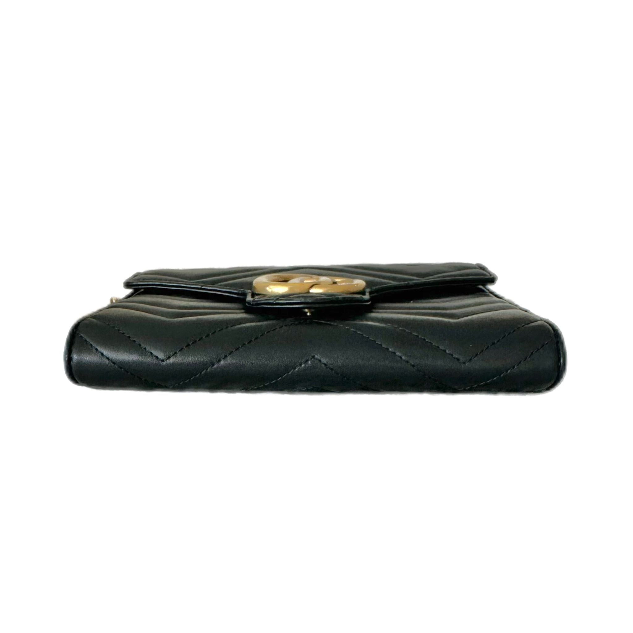 Gucci - Calfskin Matelasse GG Marmont Wallet on Chain - Black