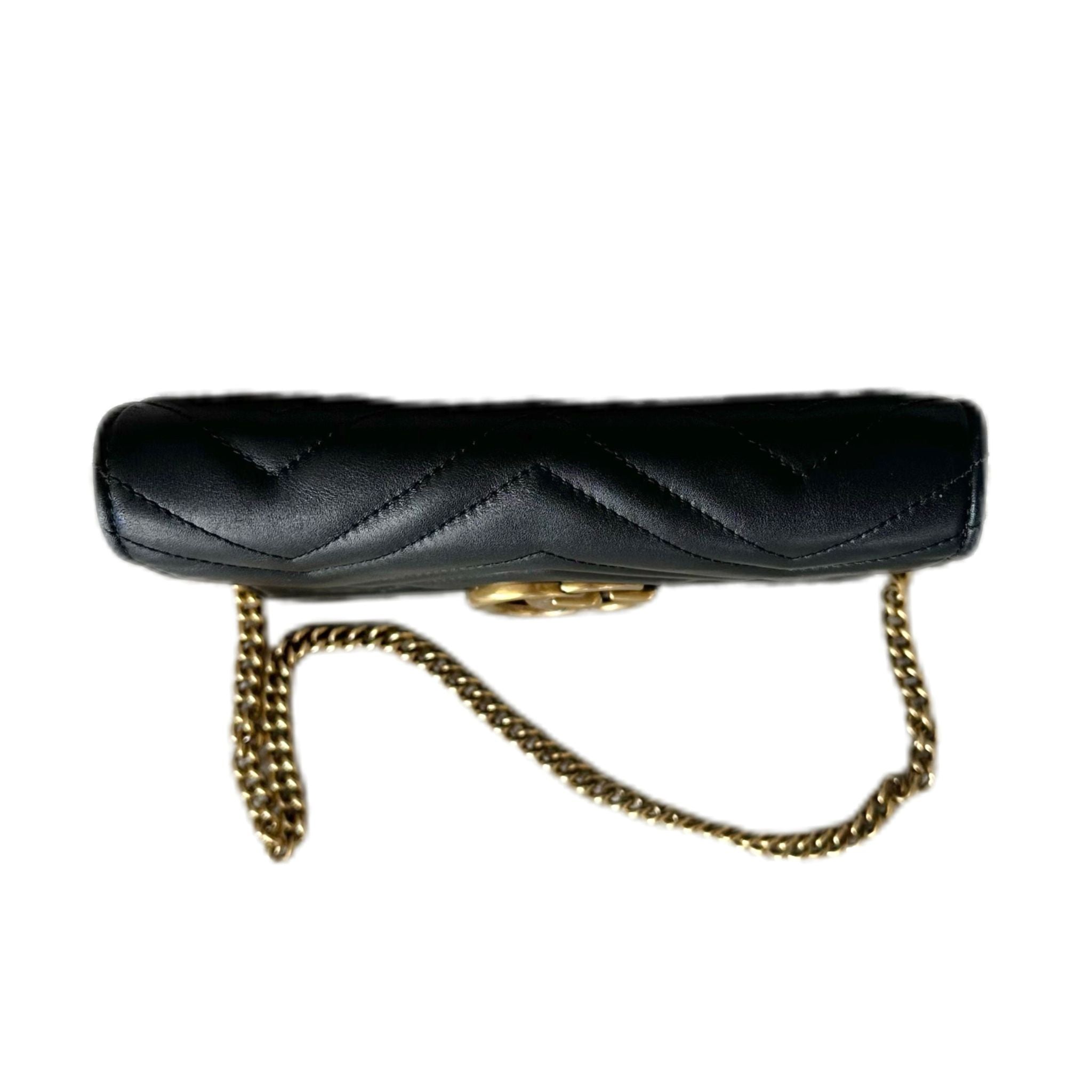 Gucci - Calfskin Matelasse GG Marmont Wallet on Chain - Black