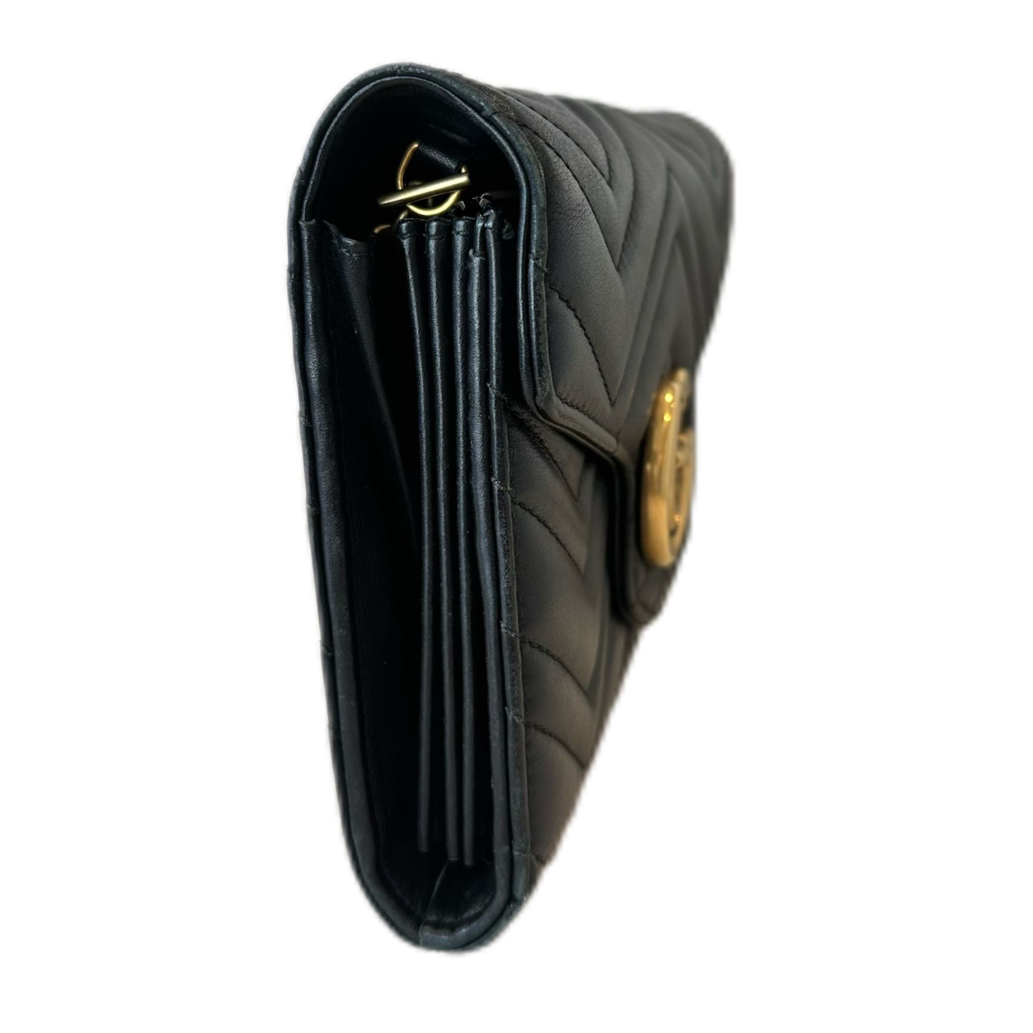 Gucci - Calfskin Matelasse GG Marmont Wallet on Chain - Black