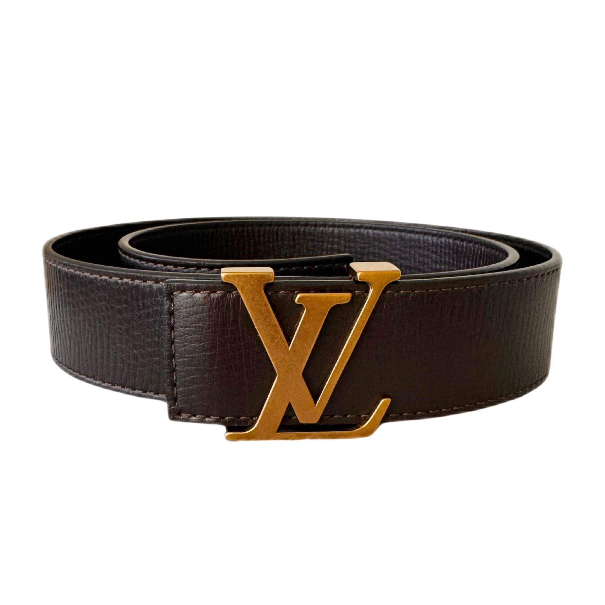 Louis Vuitton Utah Leather LV Initiales Belt - Coffee / 80cm - SOLD