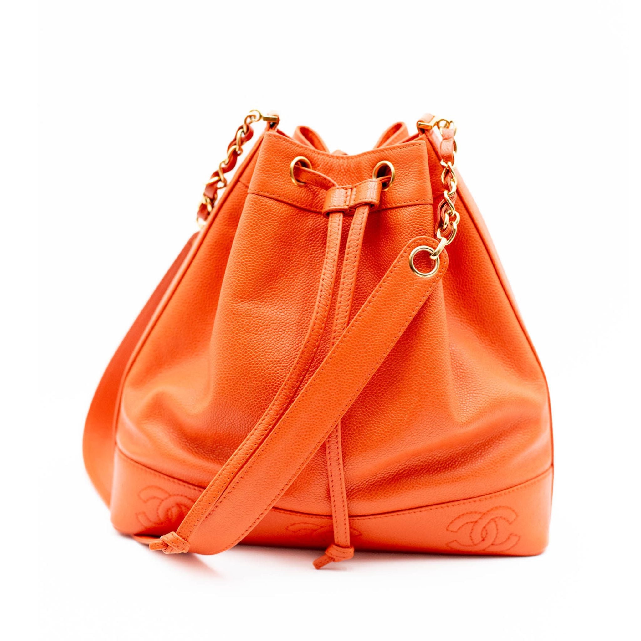 Chanel Vintage CC Drawstring Bucket Bag - Caviar Leather