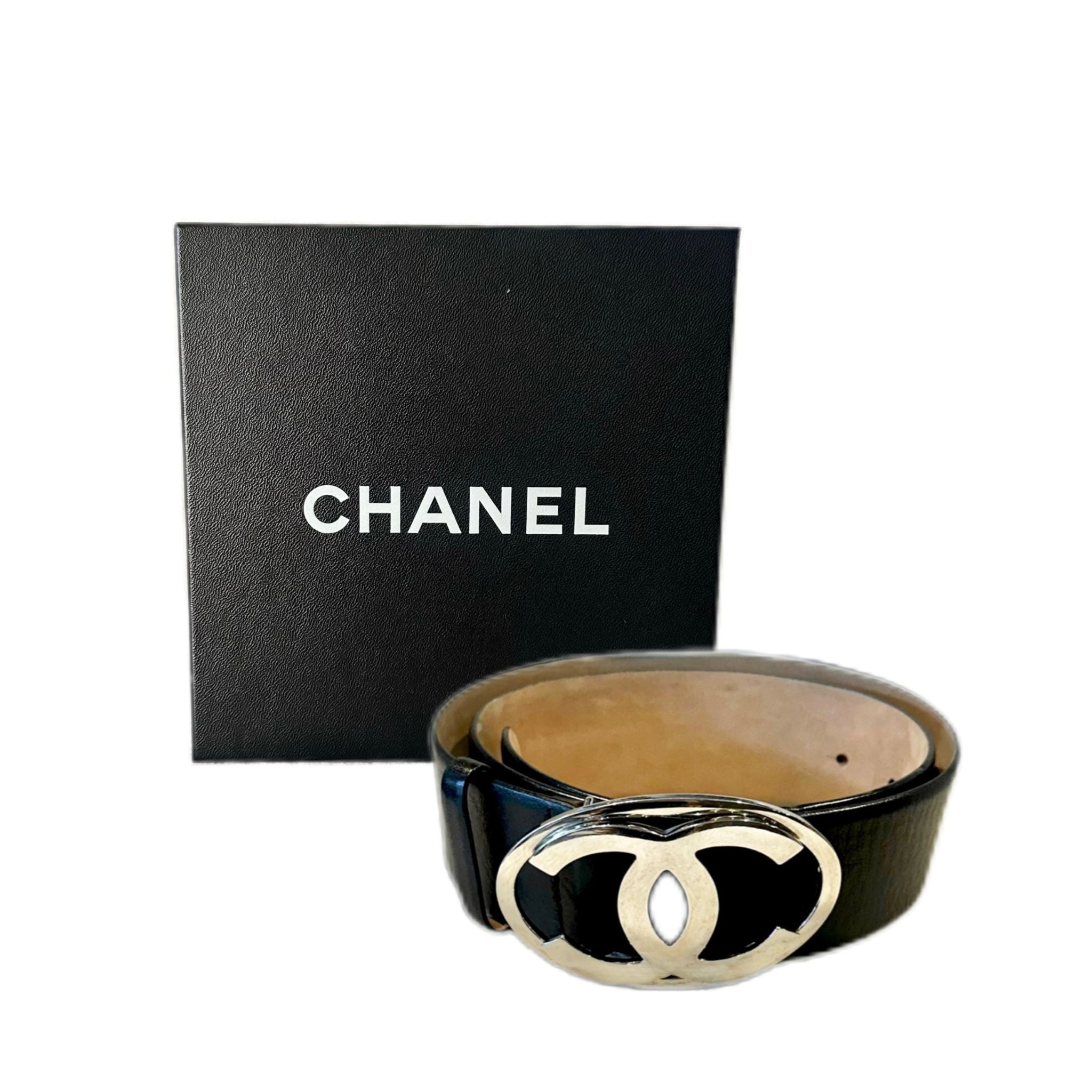 Chanel Interlocking "CC" Logo Belt - Black Calf Leather