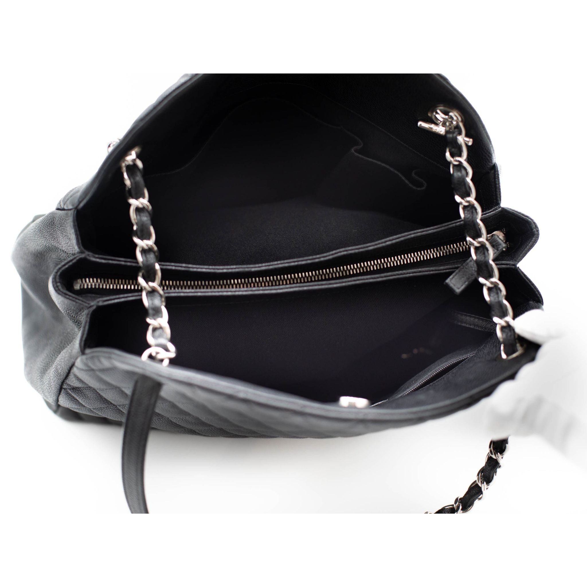 Chanel Just Mademoiselle Caviar Leather Bowler Bag - Black