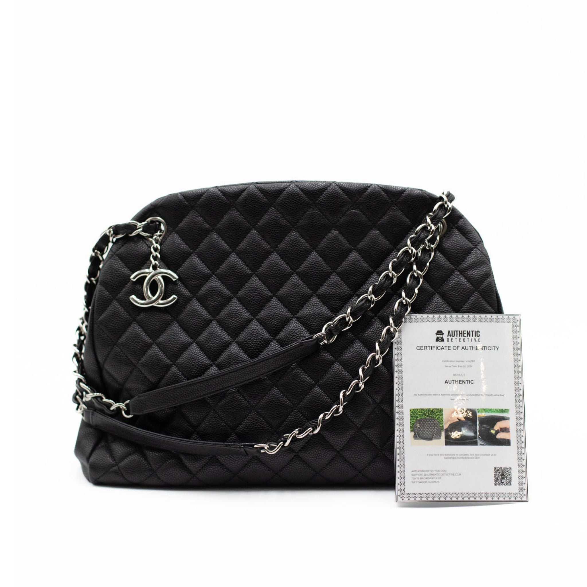 Chanel Just Mademoiselle Caviar Leather Bowler Bag - Black