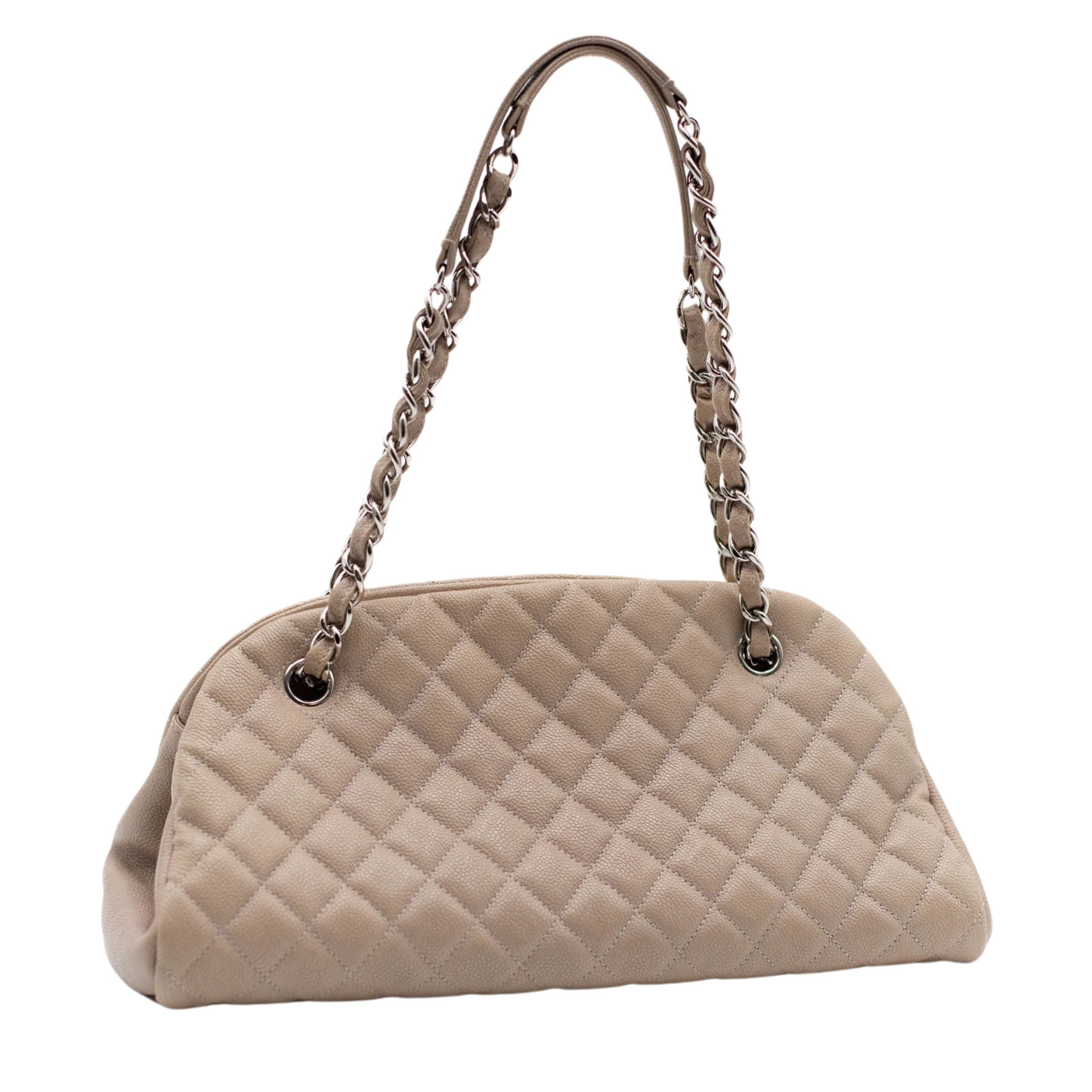 Chanel Mademoiselle Caviar Leather Bowler Bag - Beige