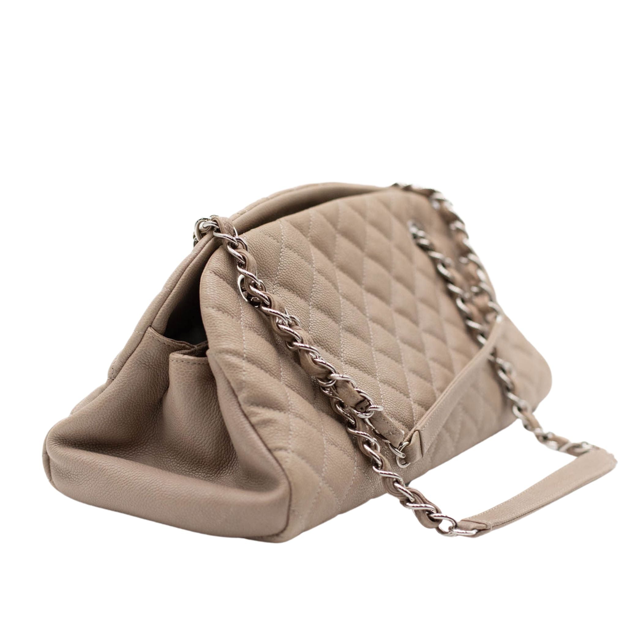 Chanel Mademoiselle Caviar Leather Bowler Bag - Beige