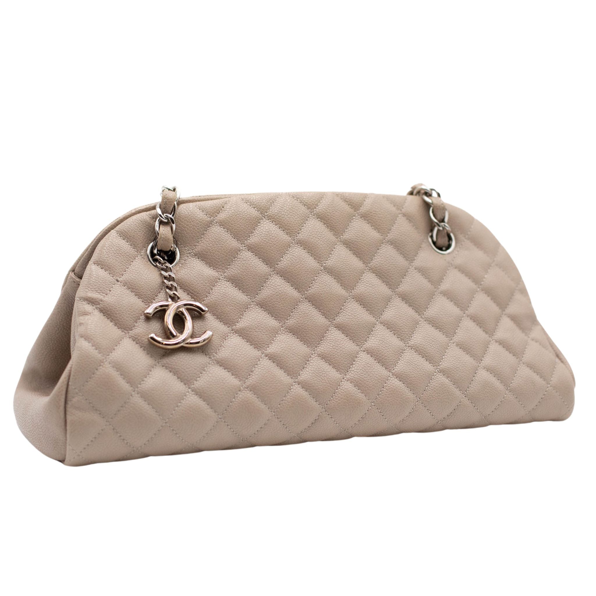 Chanel Mademoiselle Caviar Leather Bowler Bag - Beige