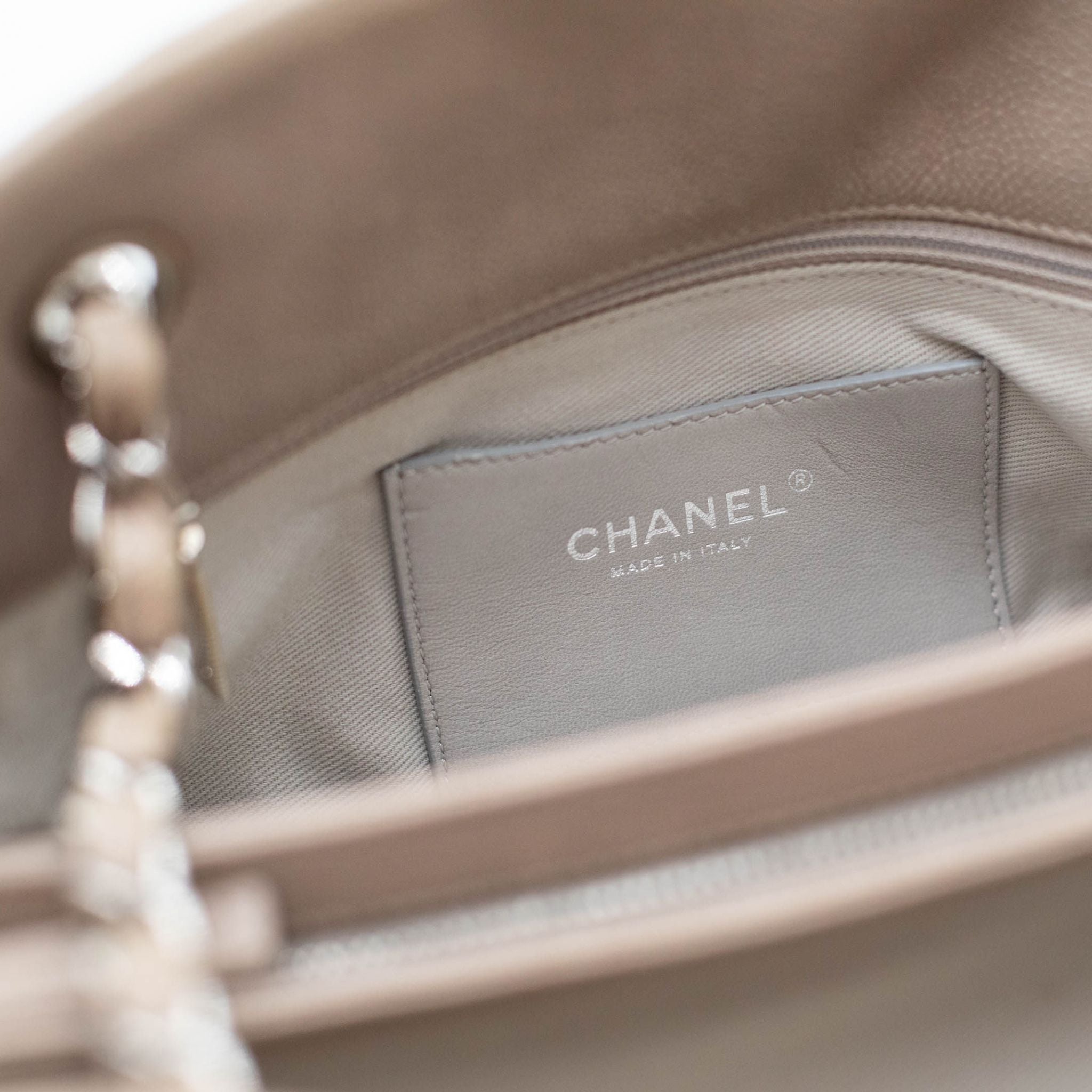 Chanel Mademoiselle Caviar Leather Bowler Bag - Beige