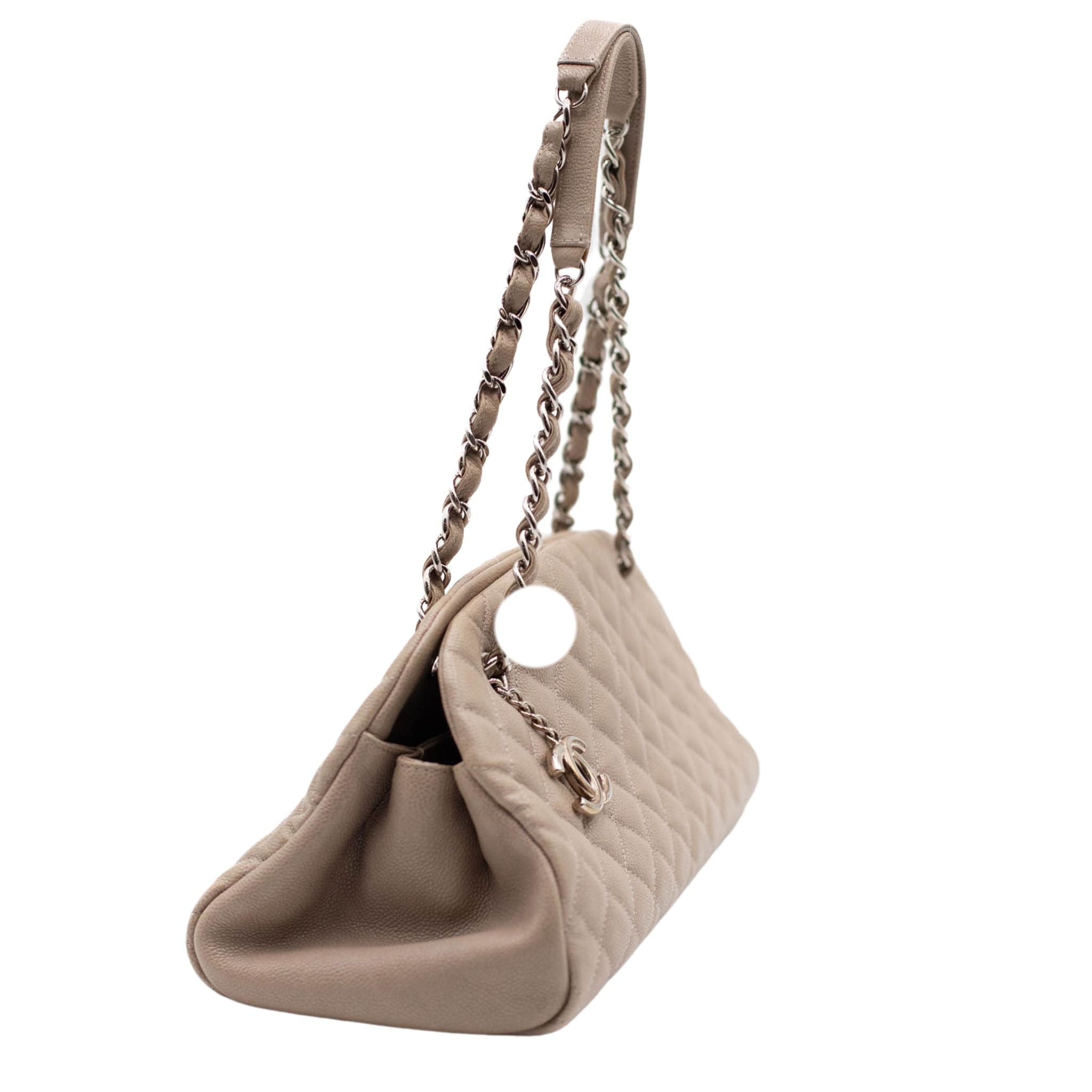 Chanel Mademoiselle Caviar Leather Bowler Bag - Beige