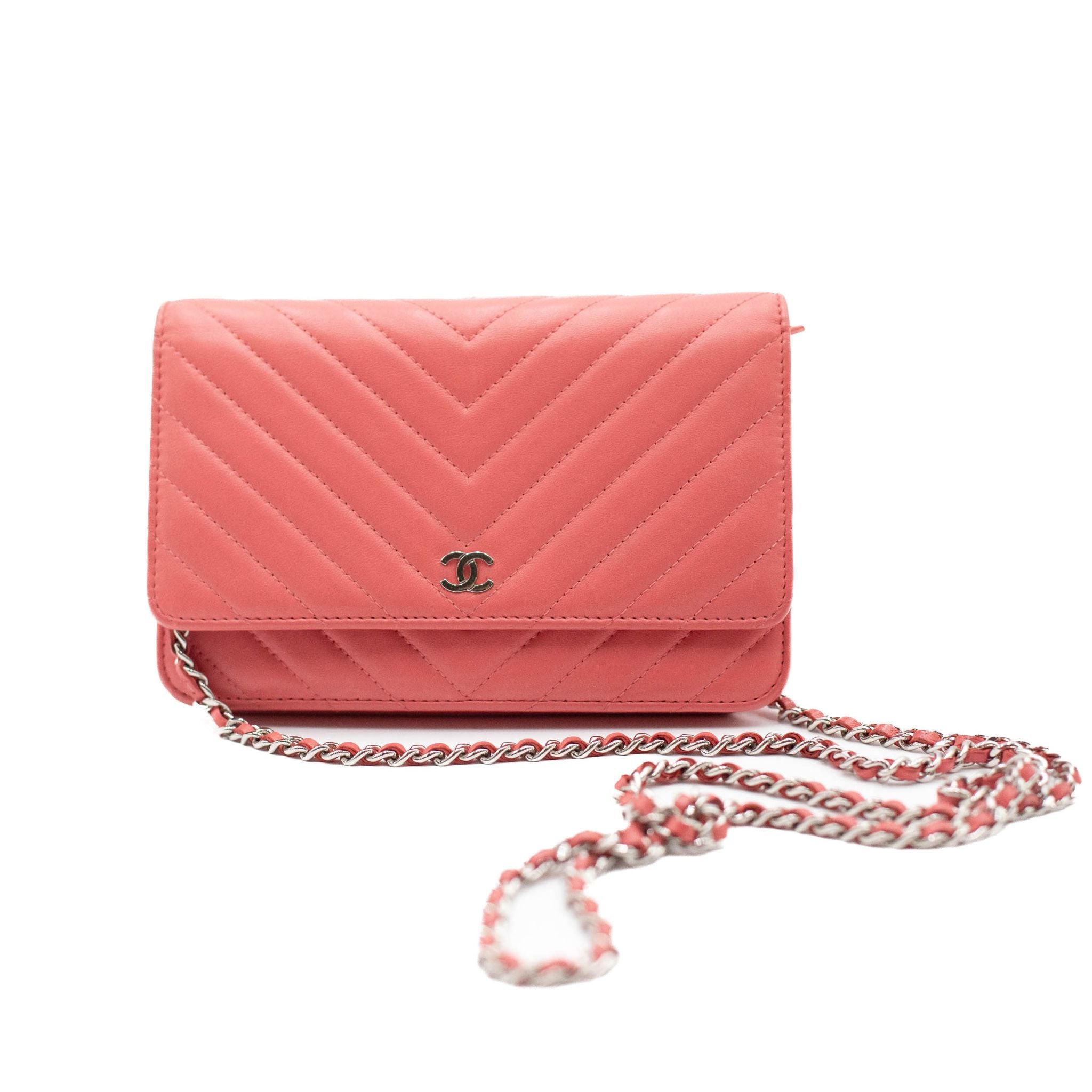 Chanel Quilted Chevron Wallet on Chain