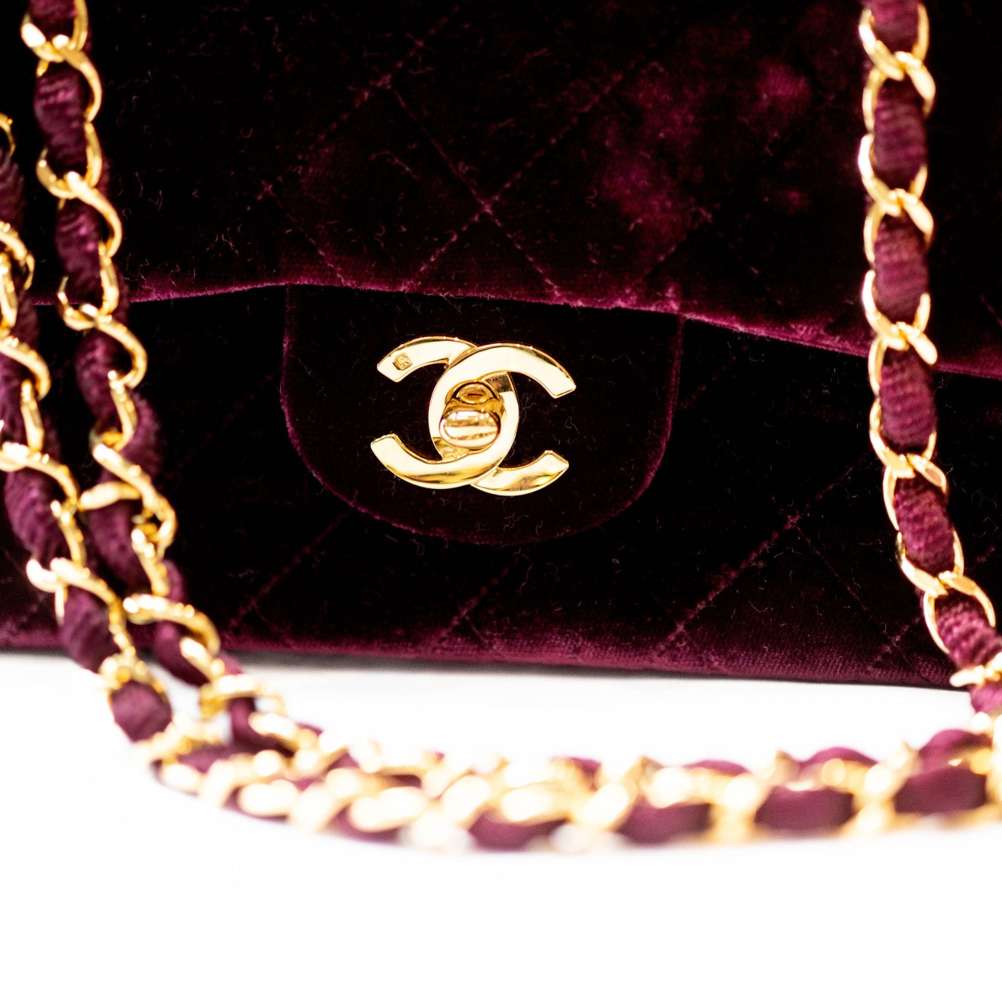 Chanel Quilted Velvet Double Flap Handbag - SOLD