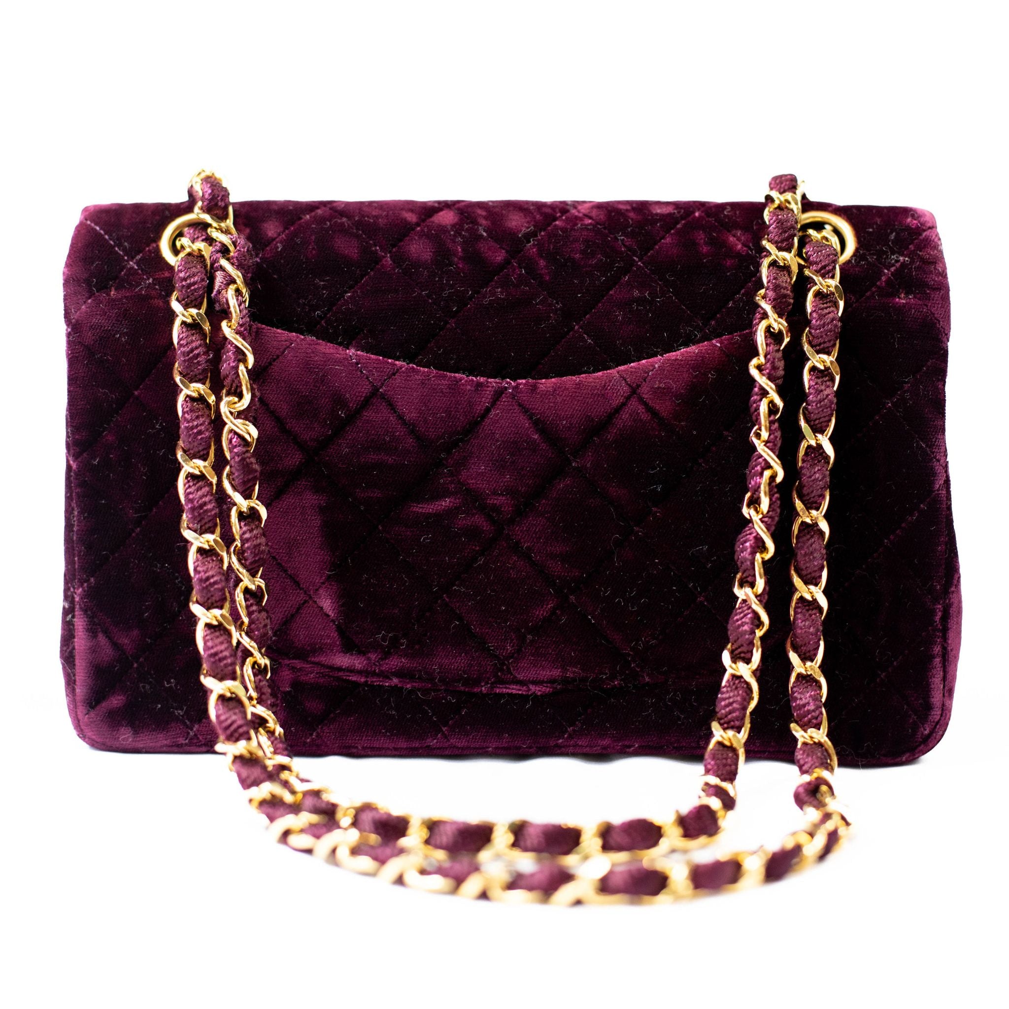 Chanel Quilted Velvet Double Flap Handbag - SOLD