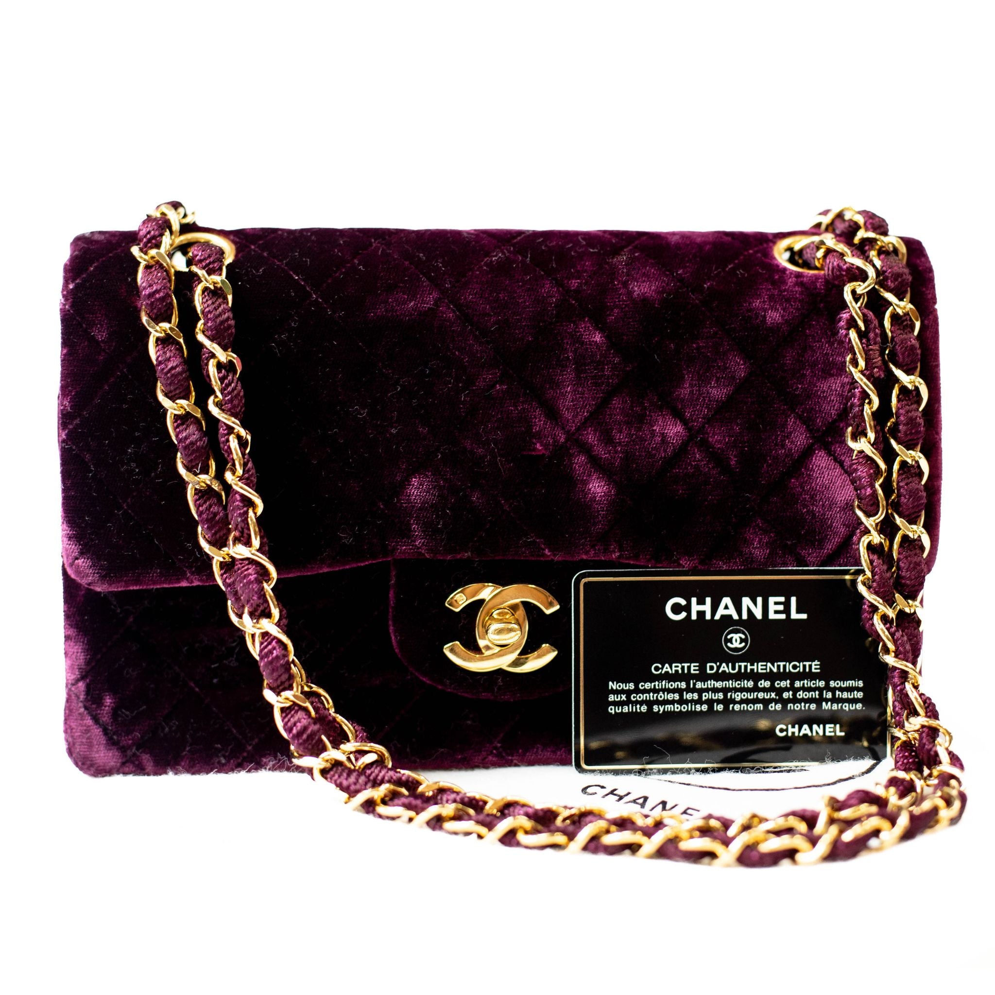 Chanel Quilted Velvet Double Flap Handbag - SOLD