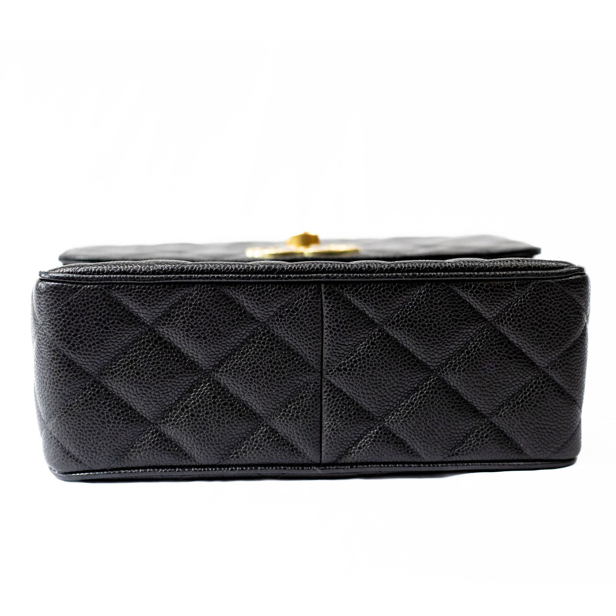 Chanel Square Quilted Caviar CC Flap Handbag