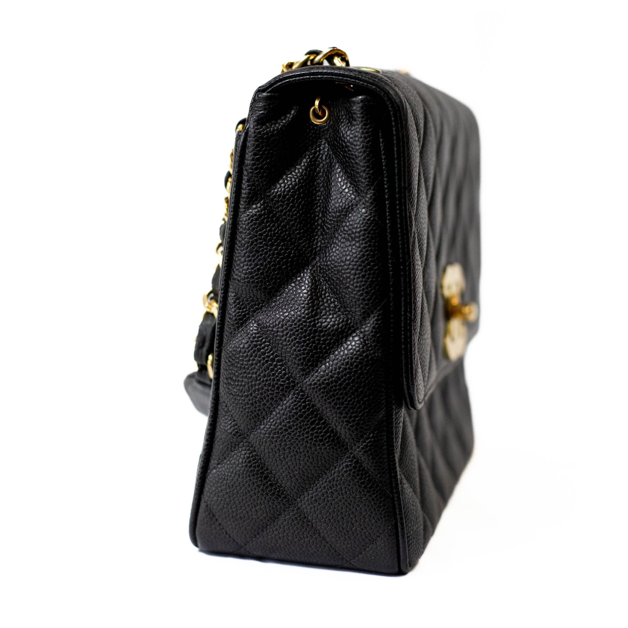 Chanel Square Quilted Caviar CC Flap Handbag