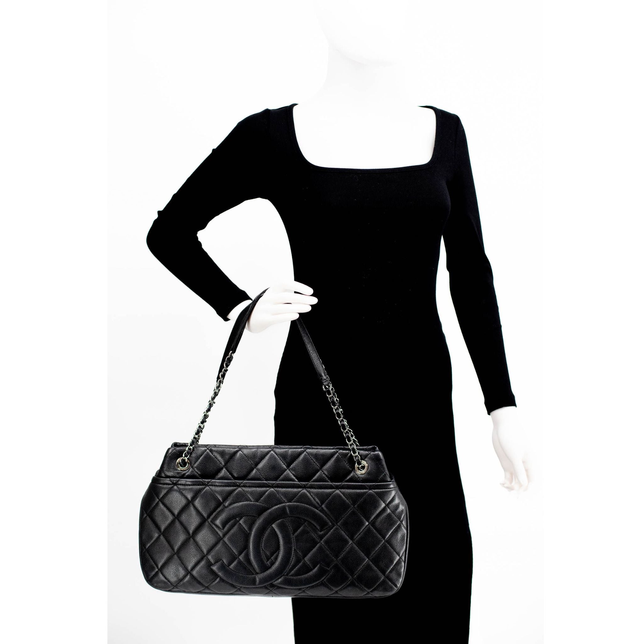 Chanel Timeless Soft Quilted Caviar Shopping Tote - Black