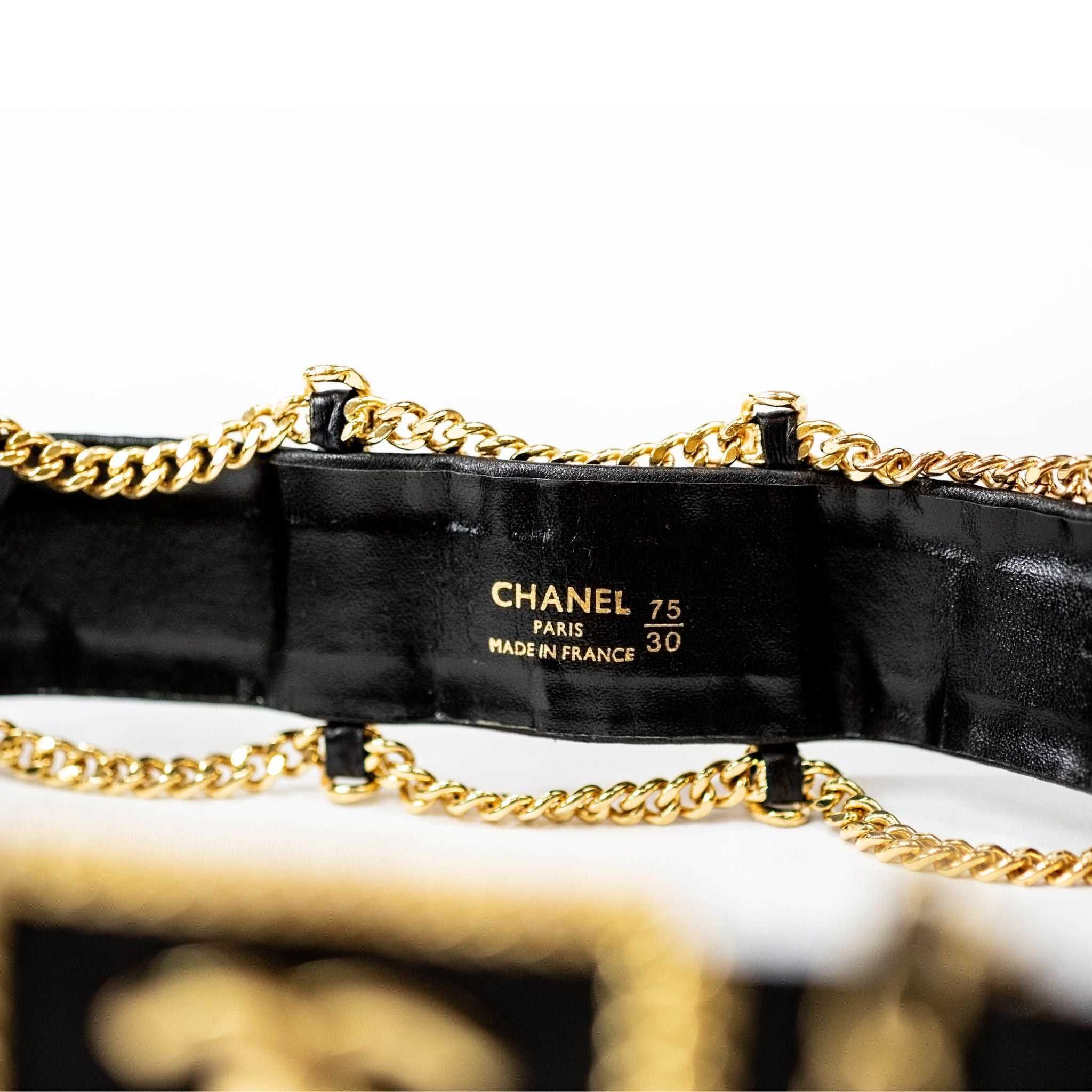 Chanel Vintage Logo Leather and Chain Belt - SOLD