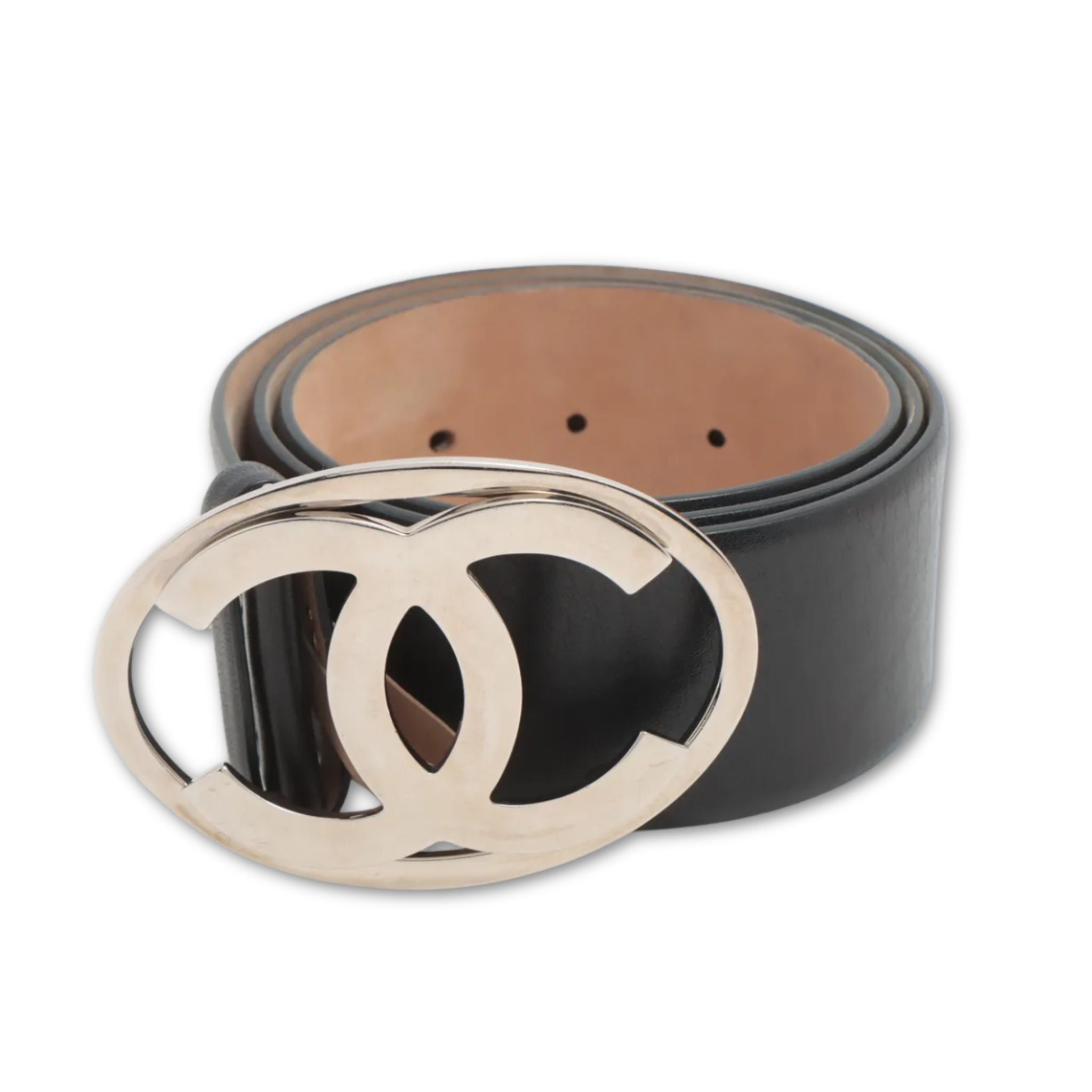 Chanel Interlocking "CC" Logo Belt - Black Calf Leather