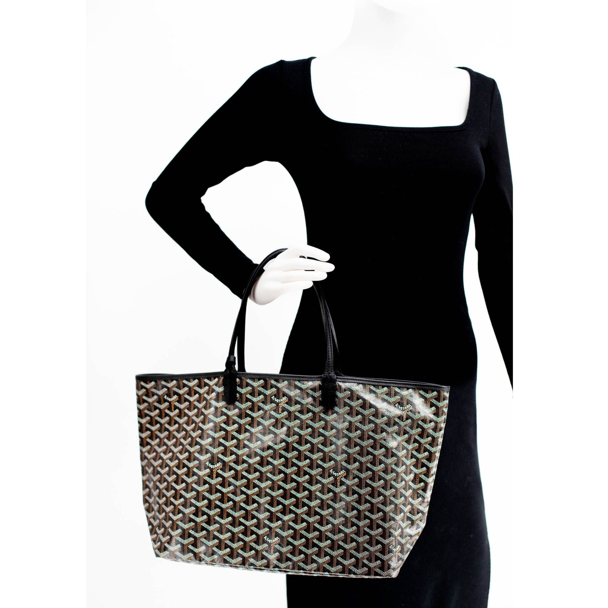 Goyard St. Louis PM Tote Handbag w/ pouch - Black