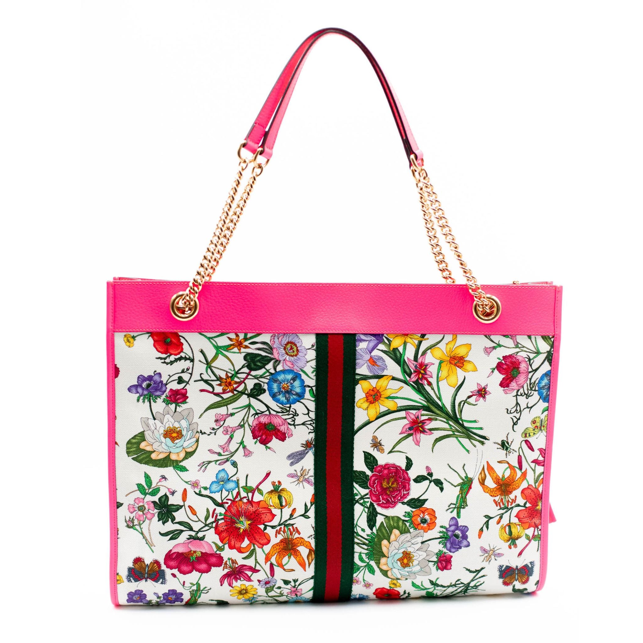 Gucci Pink Floral Rajah Tote - Large