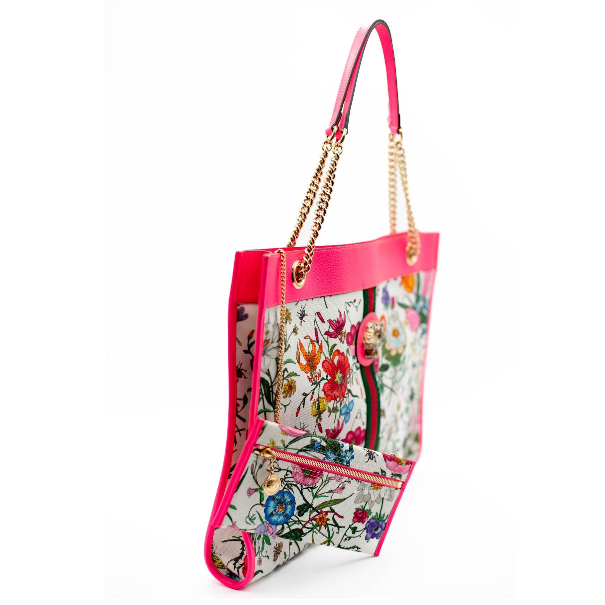 Gucci Pink Floral Rajah Tote - Large