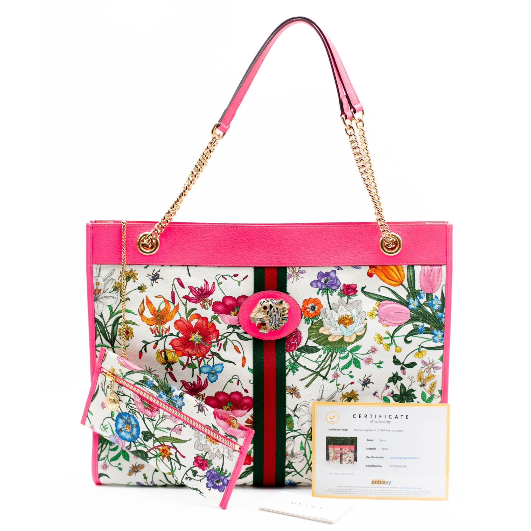 Gucci Pink Floral Rajah Tote - Large