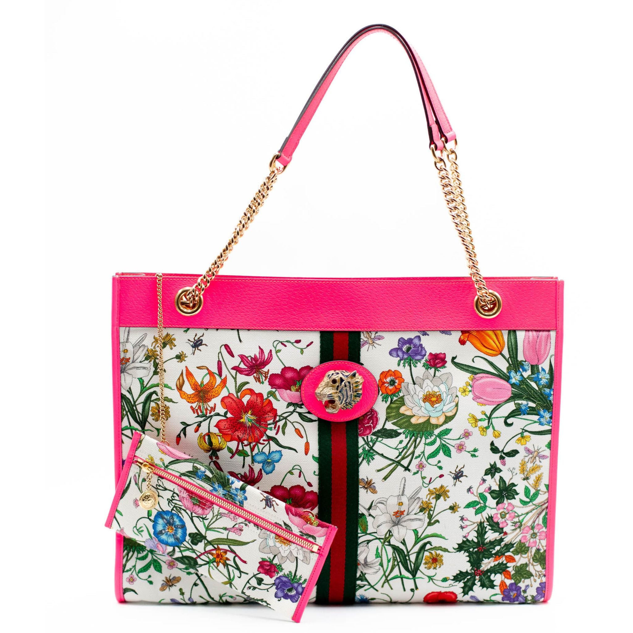 Gucci Pink Floral Rajah Tote - Large