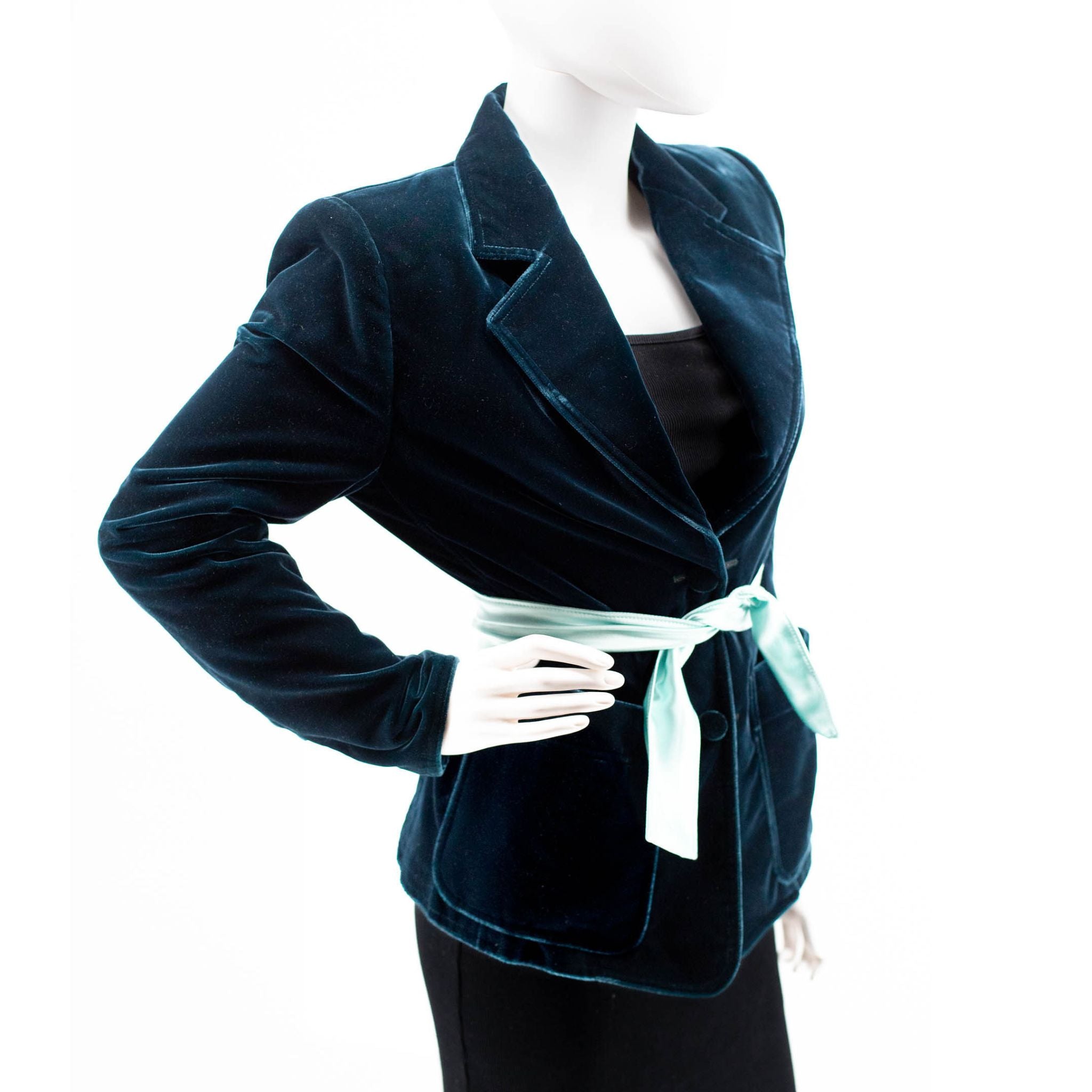 Tom Ford for YSL - Teal Velvet Bow Blazer - Runway F/W 2003 - SOLD