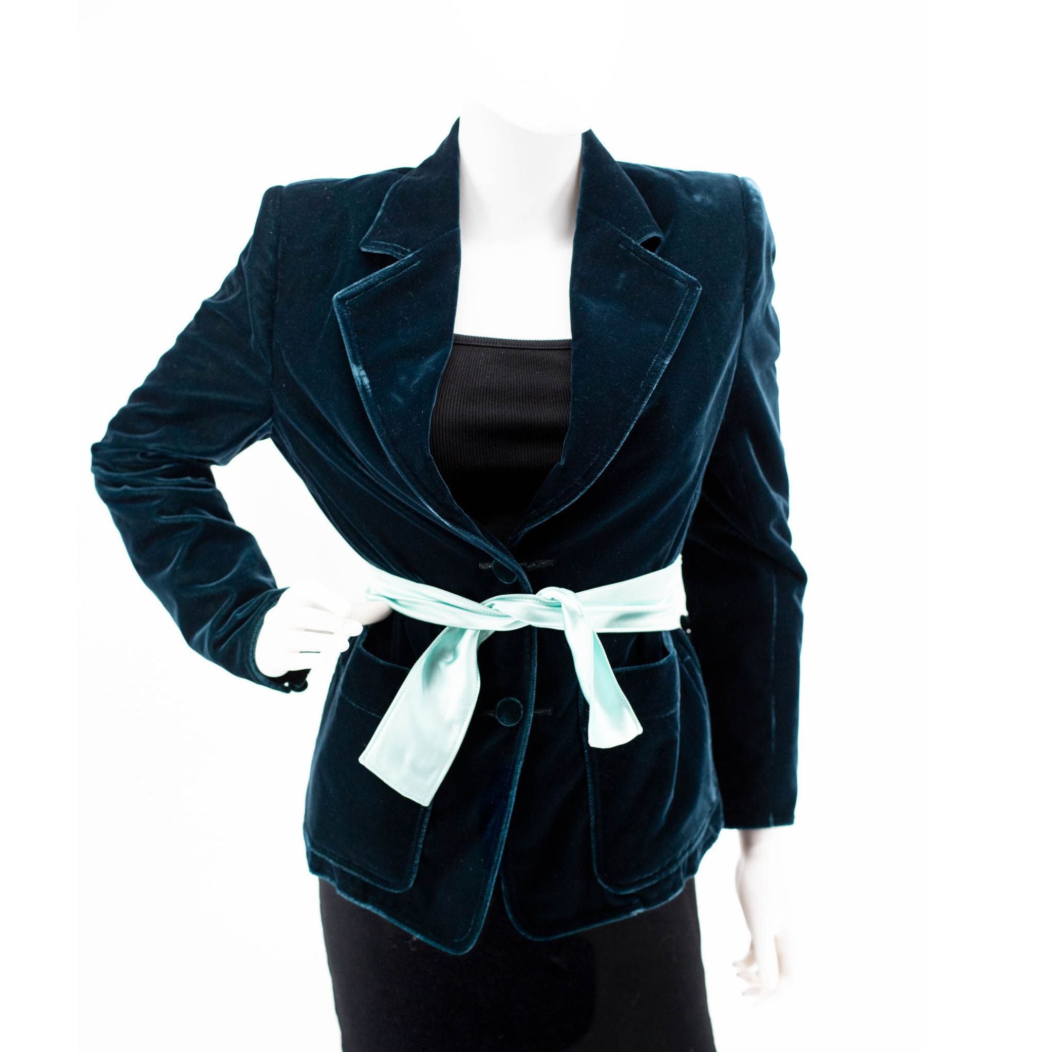 Tom Ford for YSL - Teal Velvet Bow Blazer - Runway F/W 2003 - SOLD