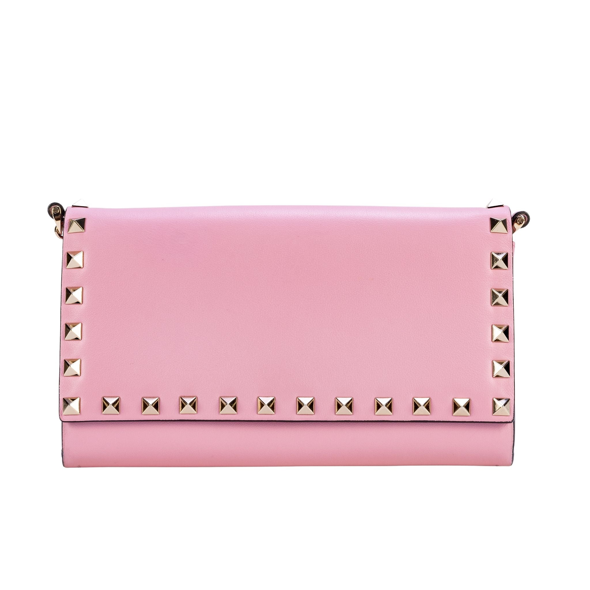 Valentino Garavani Rockstud Wallet on Chain - Pink