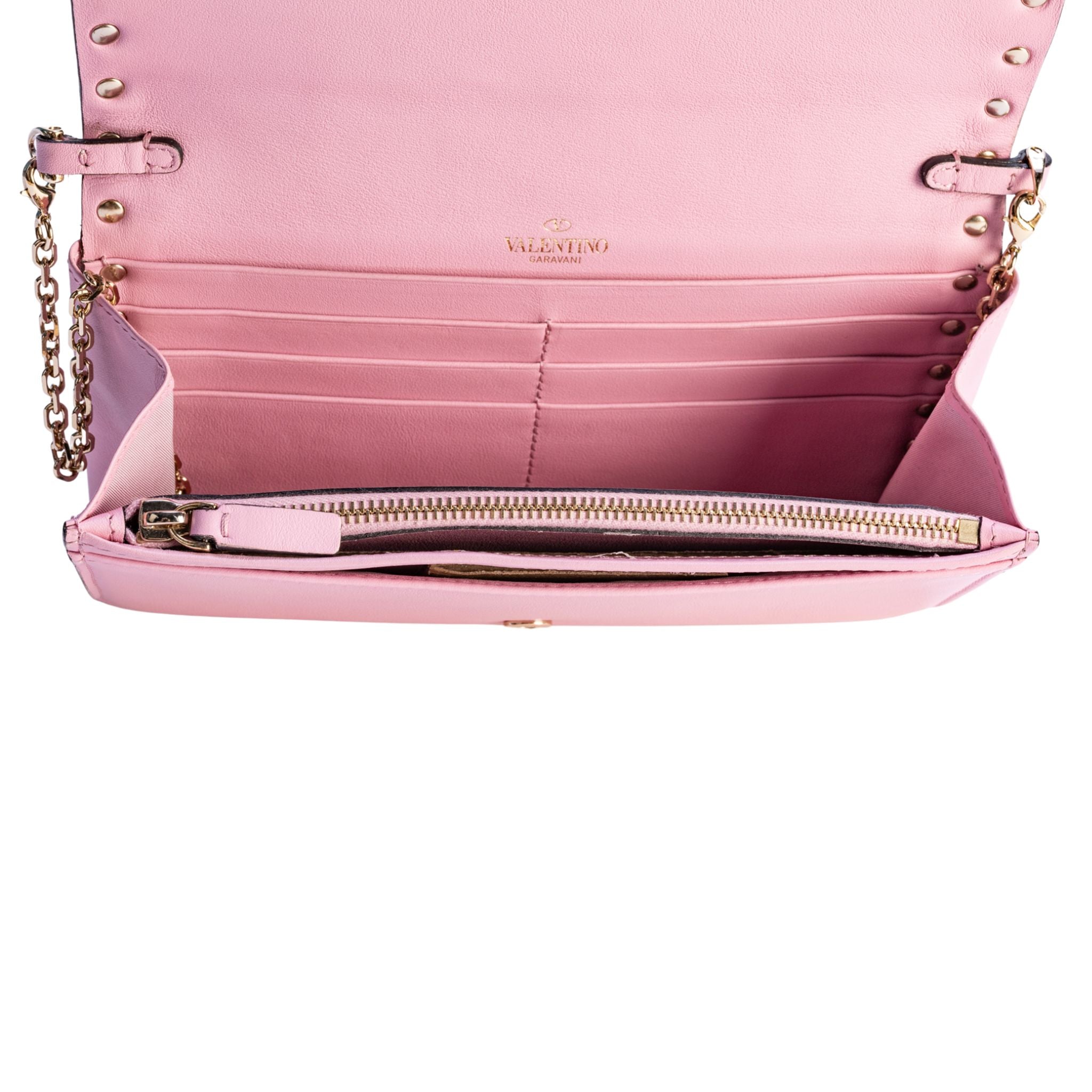 Valentino Garavani Rockstud Wallet on Chain - Pink