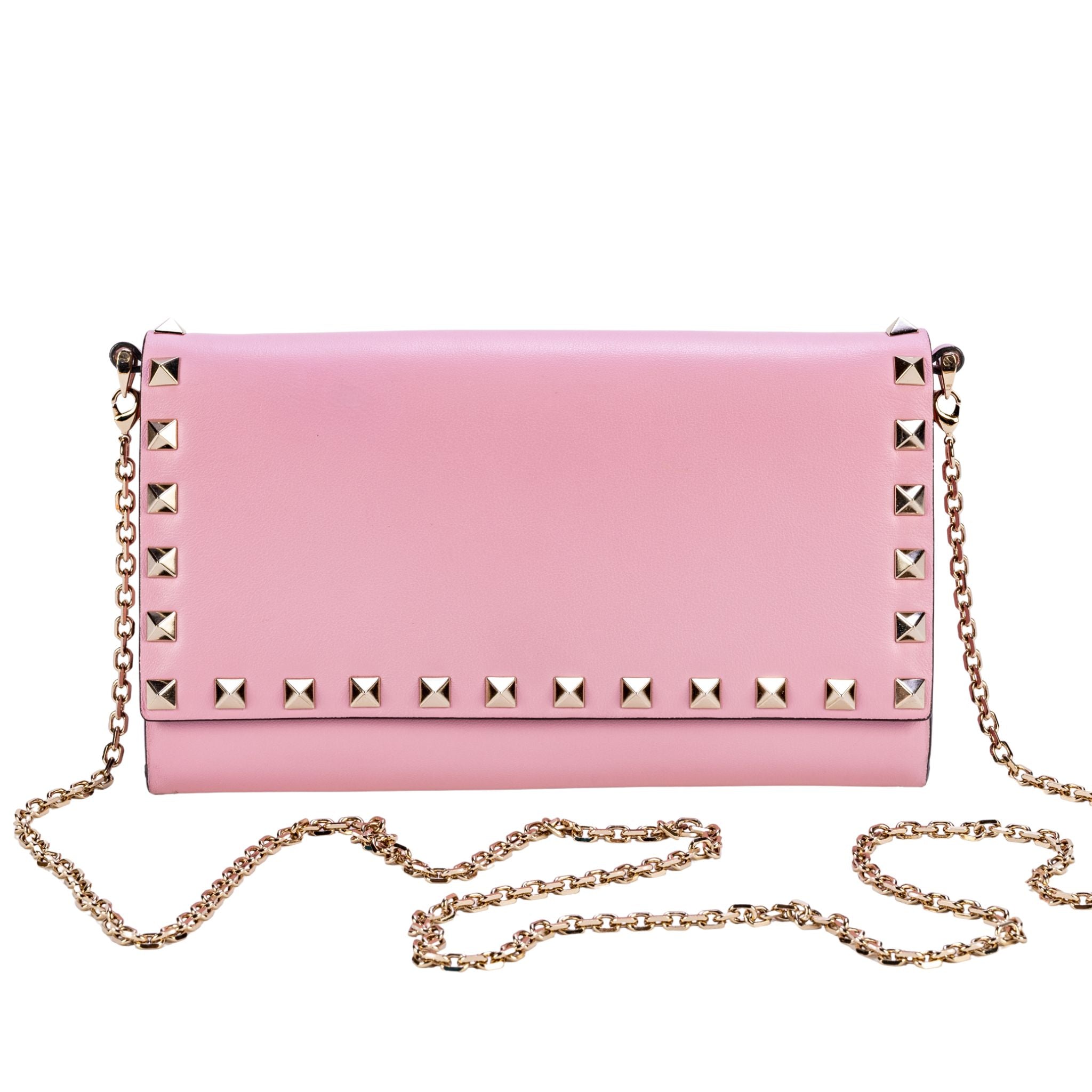 Valentino Garavani Rockstud Wallet on Chain - Pink