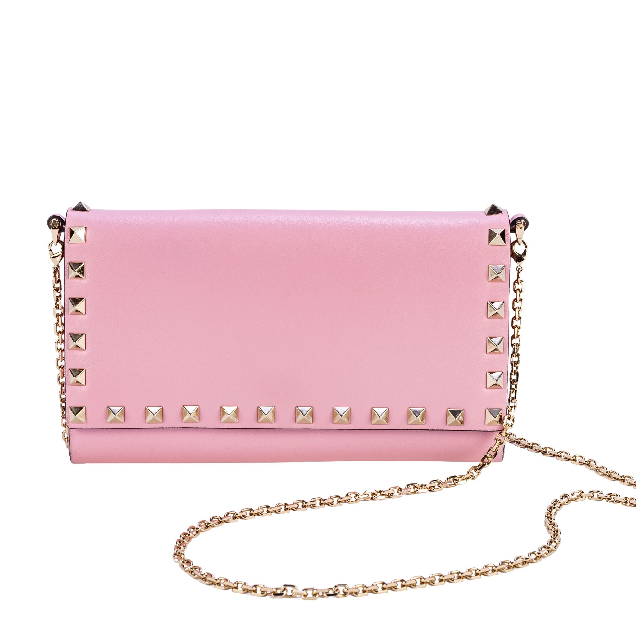 Valentino Garavani Rockstud Wallet on Chain - Pink