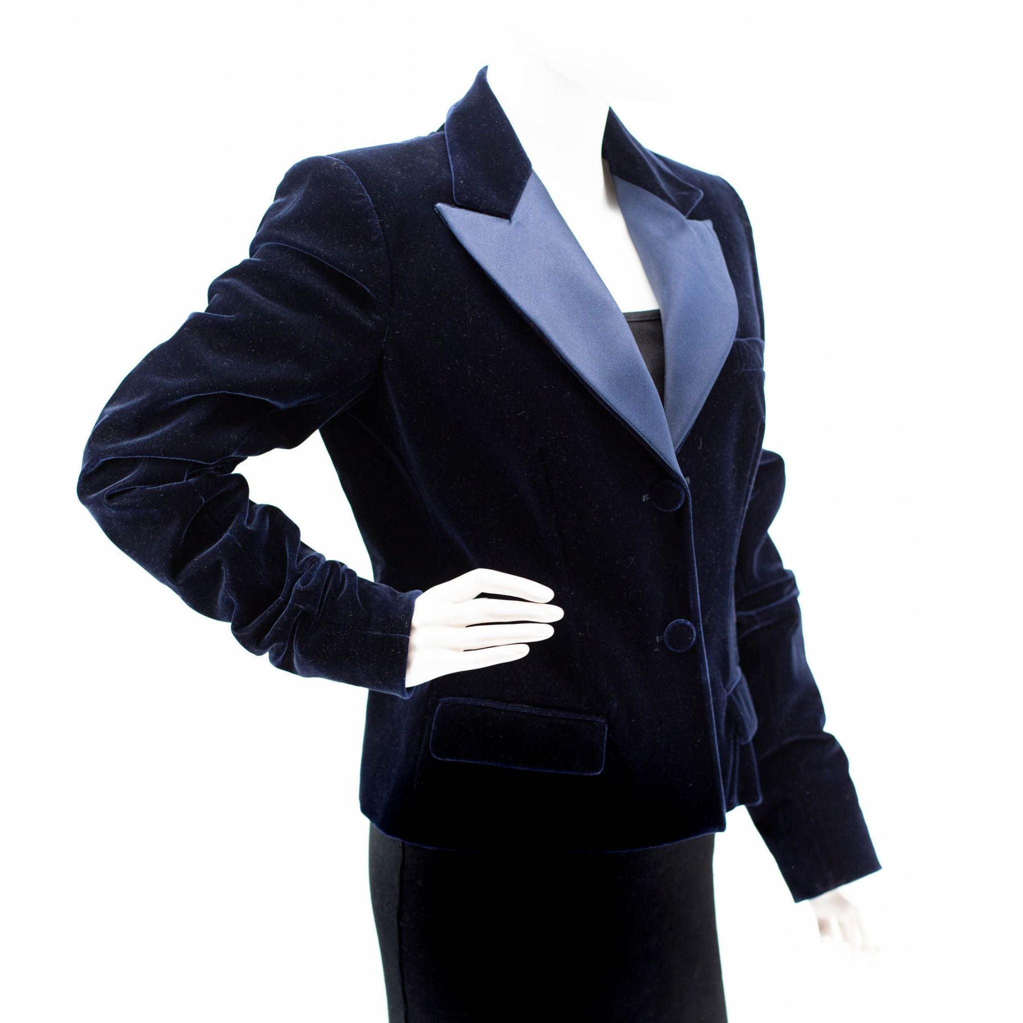 YSL Blue Velvet Tuxedo Jacket - Runway - Fall 2002