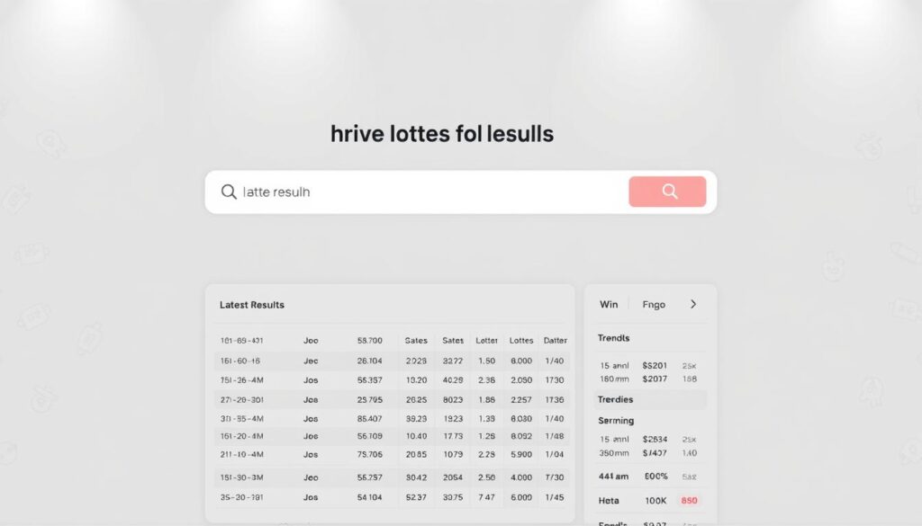 A sleek, minimalist website interface displaying a prominent search bar for "Tra cứu kết quả lô đề trực tuyến". The background features a subtle pattern of interlocking lottery-inspired graphics, creating a sense of order and structure. In the foreground, a clean layout showcases the latest results, win percentages, and trending numbers, all presented in a modern, data-driven aesthetic. Soft lighting illuminates the screen, creating a sense of clarity and professionalism. The overall tone is one of efficiency, reliability, and a user-friendly experience for accessing lottery information online.